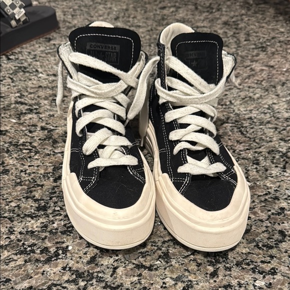 Converse High-Top platform Sneakers - Black and Cream - Picture 1 of 8
